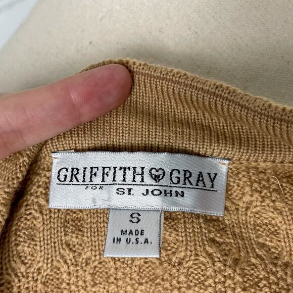 Vintage 90s Mock Neck Camel Tan Sleeveless Zip Detail Diamond Knit Sweater - Picture 9 of 9